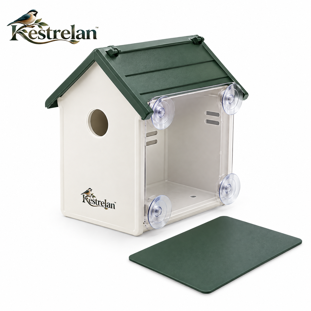 Kestrelan™ NestView Window Observation Birdhouse – Clear-Back Nesting Box for Up-Close Home Bird Watching