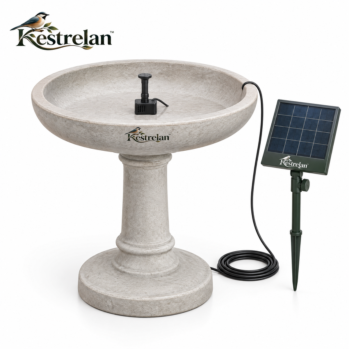 Kestrelan™ SunRipple Solar Bird Bath Fountain – Solar-Powered Water Circulator for Garden Basins, Backyard Bird Baths & Outdoor Wildlife Spaces