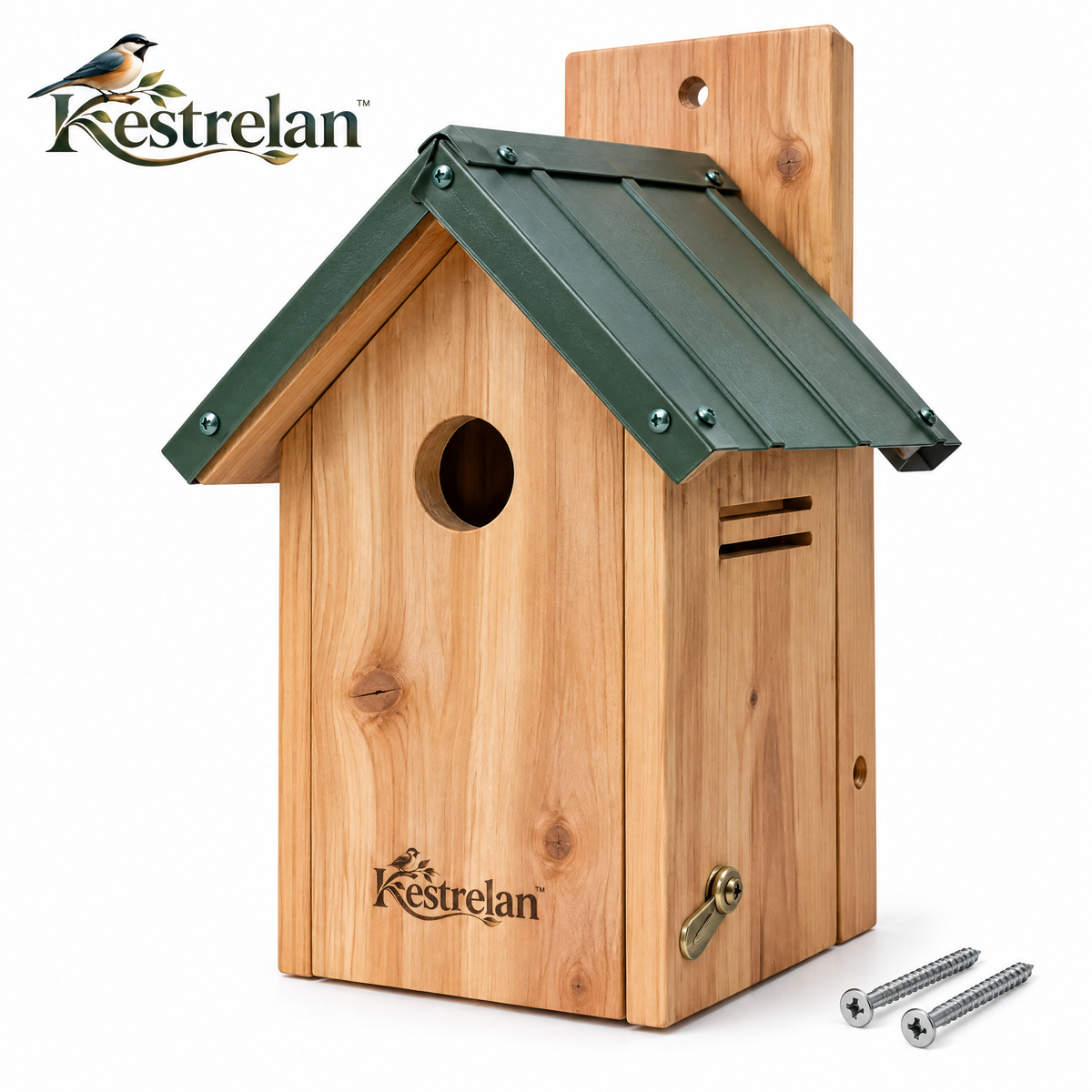 Kestrelan™ TimberNook Wooden Birdhouse – Outdoor Nesting Shelter for Backyard Trees, Garden Posts & Wildlife Spaces