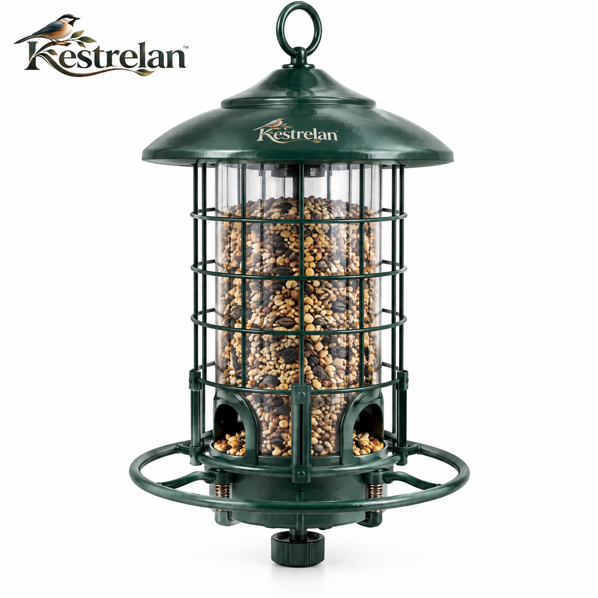Kestrelan™ GuardPerch Squirrel-Resistant Bird Feeder – Protected Hanging Seed Station for Backyard & Garden Bird Watching