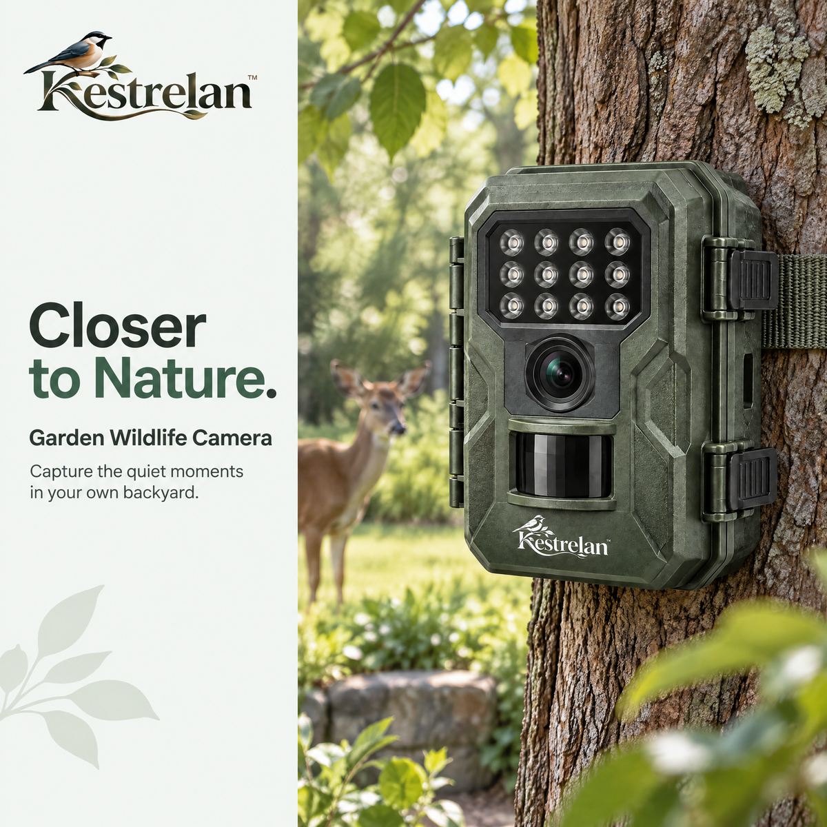Kestrelan™ WildTrace Backyard Wildlife Camera – Motion-Activated Outdoor Observation Camera for Birds, Squirrels & Garden Visitors