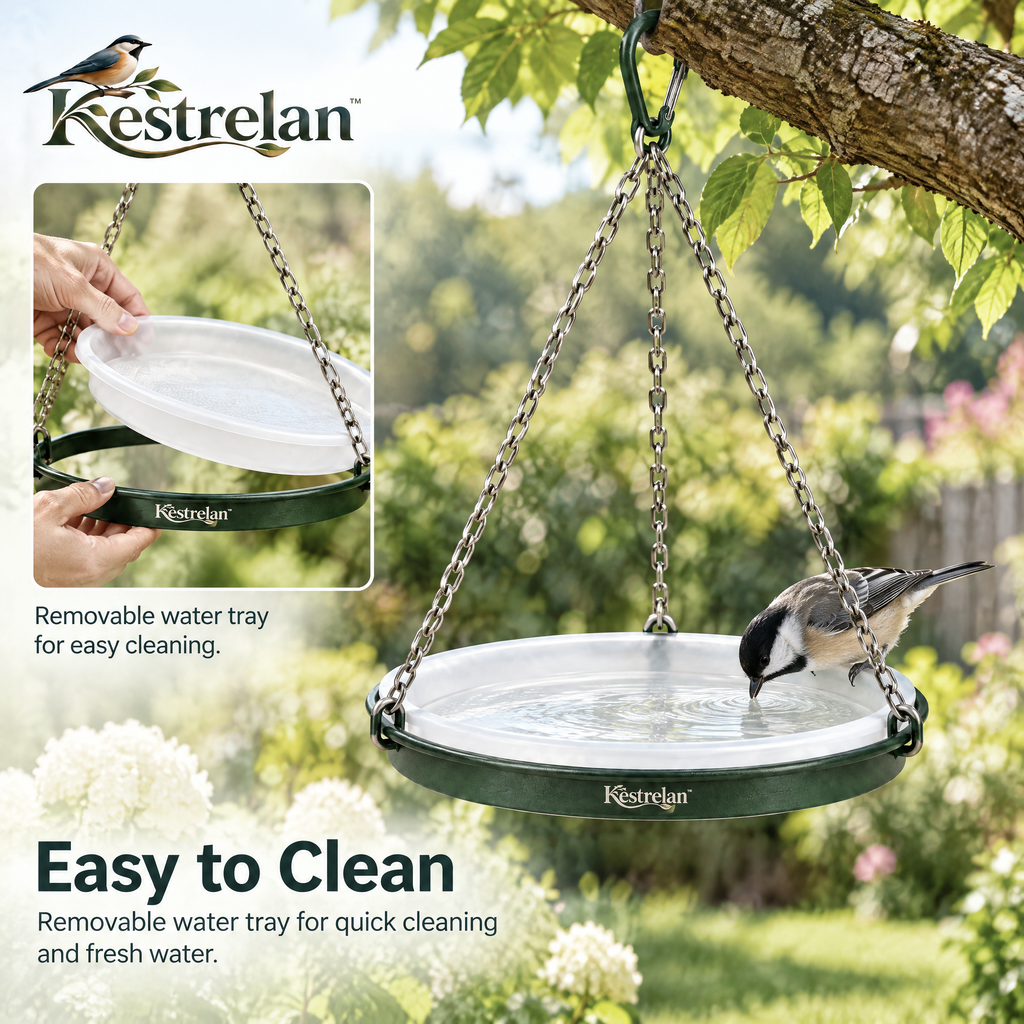 Kestrelan™ SkyBasin Hanging Bird Bath – Suspended Outdoor Water Dish for Garden, Patio & Backyard Bird Watching