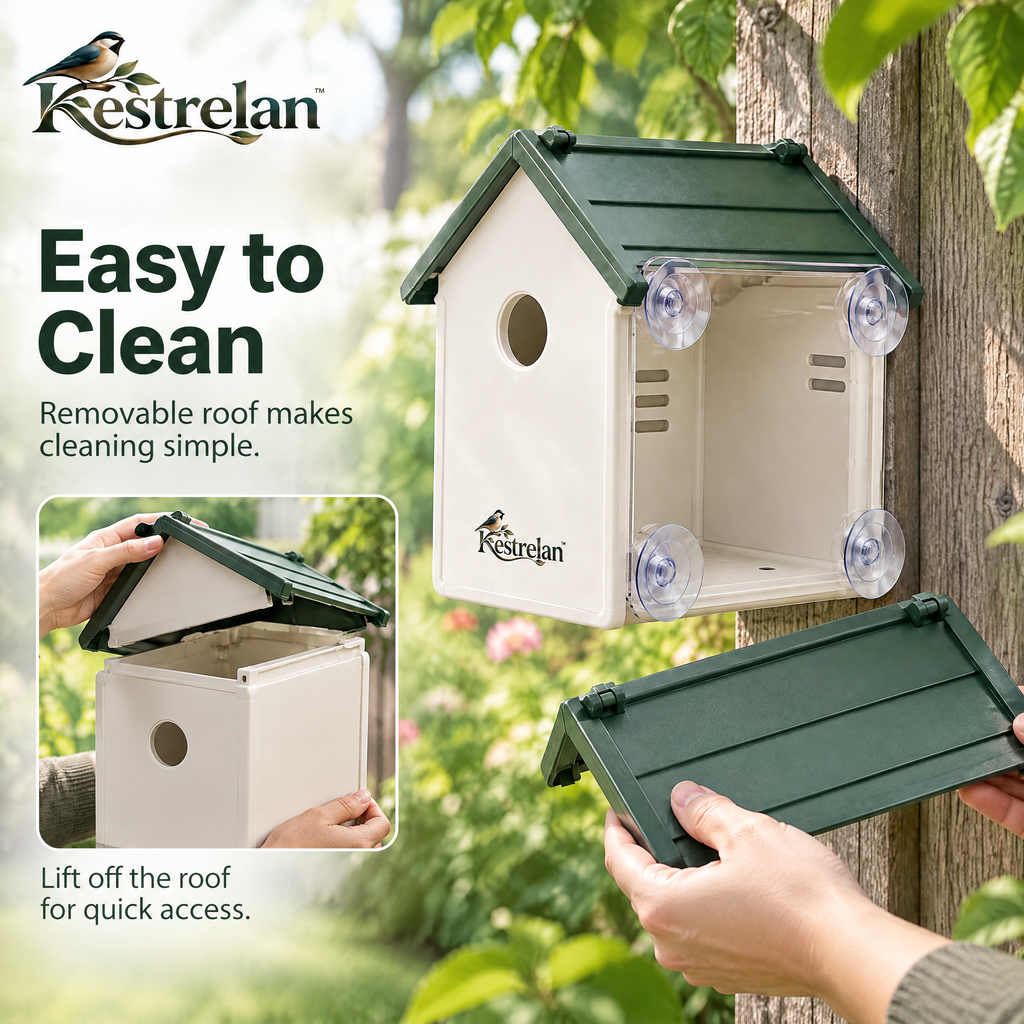 Kestrelan™ NestView Window Observation Birdhouse – Clear-Back Nesting Box for Up-Close Home Bird Watching