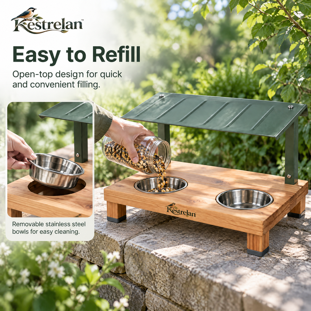 Kestrelan™ TinyTrail Chipmunk Feeding Platform – Raised Backyard Wildlife Snack Station for Gardens, Patios & Nature Watching