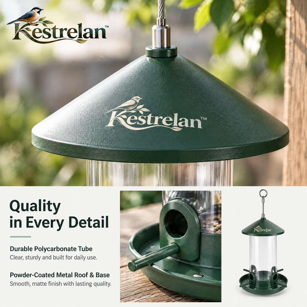 Kestrelan™ SeedHaven Hanging Bird Feeder – Outdoor Suspended Seed Station for Backyard, Garden & Patio Bird Watching
