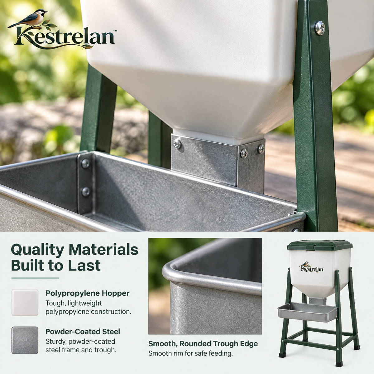 Kestrelan™ MeadowFeed Deer Feeder – Large-Capacity Outdoor Wildlife Feeding Station for Rural Yards, Woodlots & Nature Observation